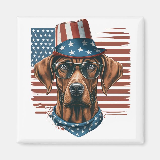 Rhodesian Ridgeback 4. Juli Patriotic Magnet (Vorne)
