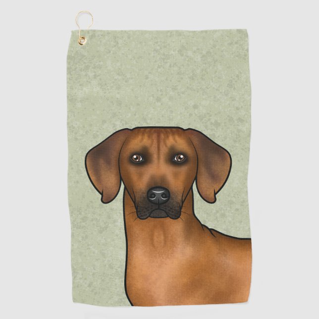Rhodesian Ridgeback African Lion Dog Head Green Golfhandtuch (Vorderseite)