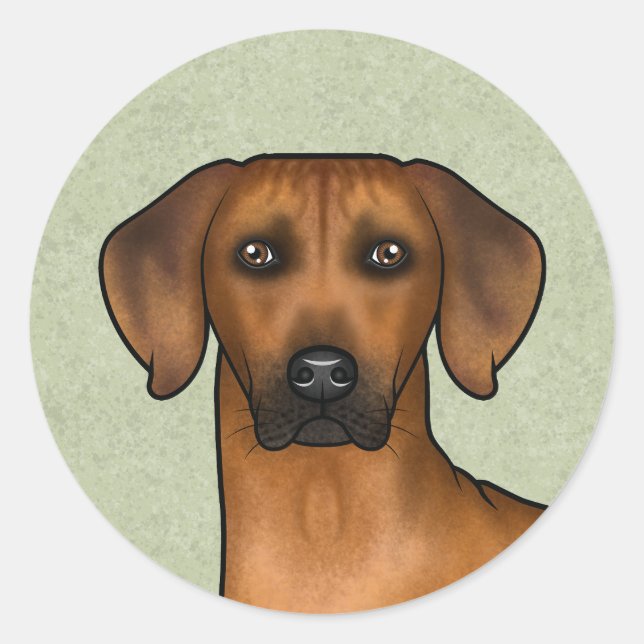 Rhodesian Ridgeback African Lion Dog Head Green Runder Aufkleber (Vorderseite)