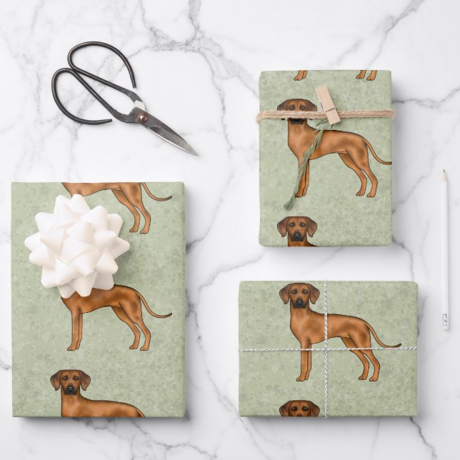 Rhodesian Ridgeback African Lion Dog Pattern Green Geschenkpapier Set (Vorderseite)
