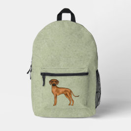 Rhodesian Ridgeback African Lionhound Dog Green Bedruckter Rucksack