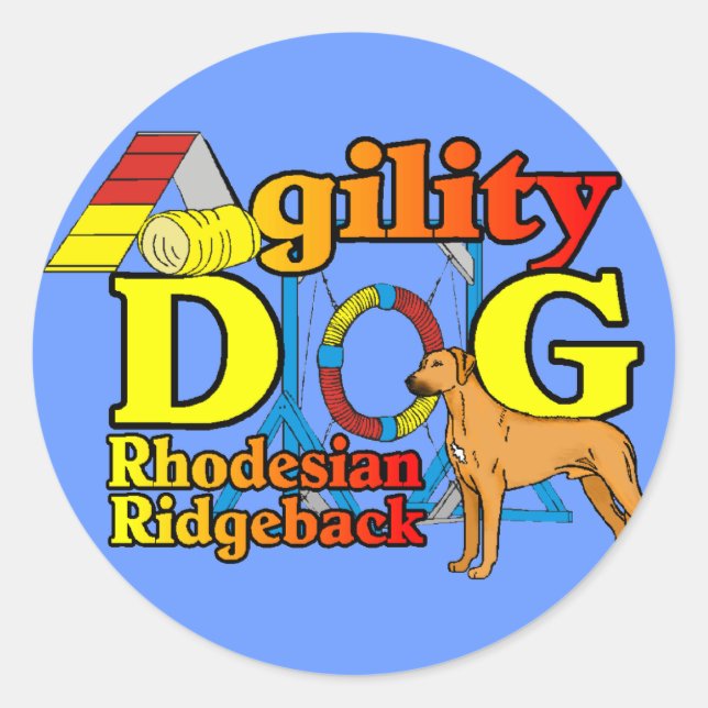 Rhodesian_Ridgeback_Agility Runder Aufkleber (Vorderseite)