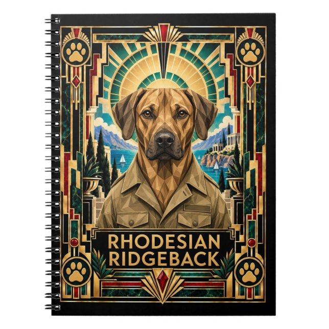 Rhodesian Ridgeback, Art Deco Hund Notizblock (Vorderseite)