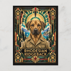 Rhodesian Ridgeback, Art Deco Hund Postkarte