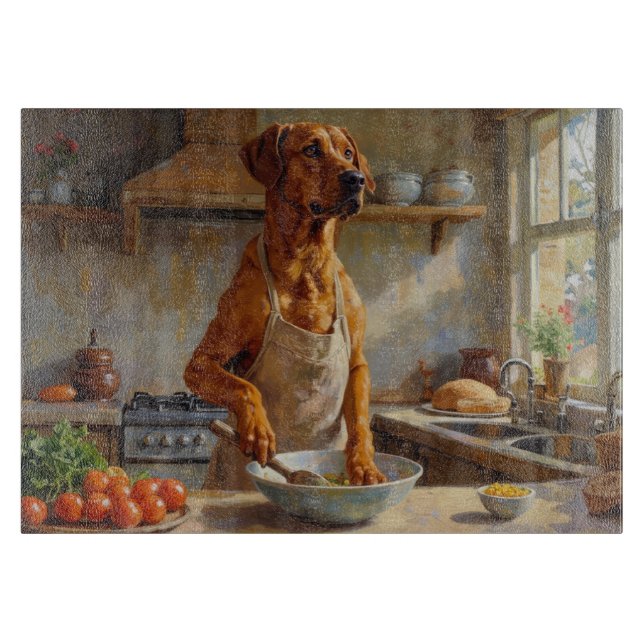 Rhodesian Ridgeback beim Kochen in der Küche Schneidebrett (Vorderseite)