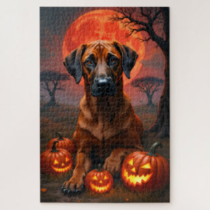 Rhodesian Ridgeback Blood Moon Halloween-Porträt  Puzzle