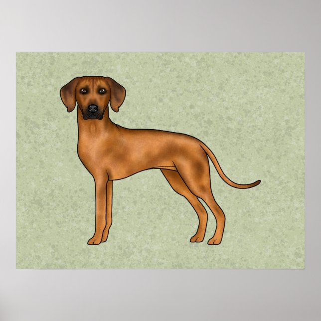 Rhodesian Ridgeback Brauner Cartoon Löwe Hund Grün Poster (Vorne)
