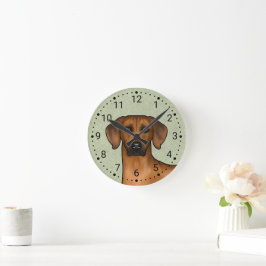 Rhodesian Ridgeback Brown African Lion Dog Head Runde Wanduhr