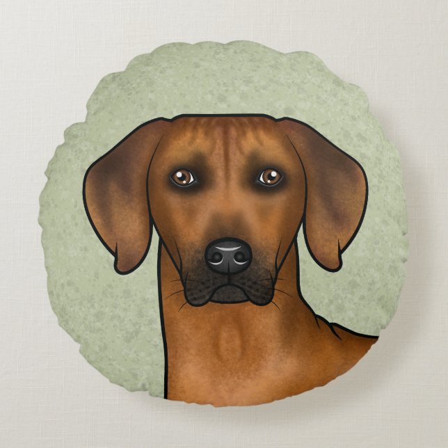 Rhodesian Ridgeback Brown African Lion Dog Head Rundes Kissen (Vorderseite)