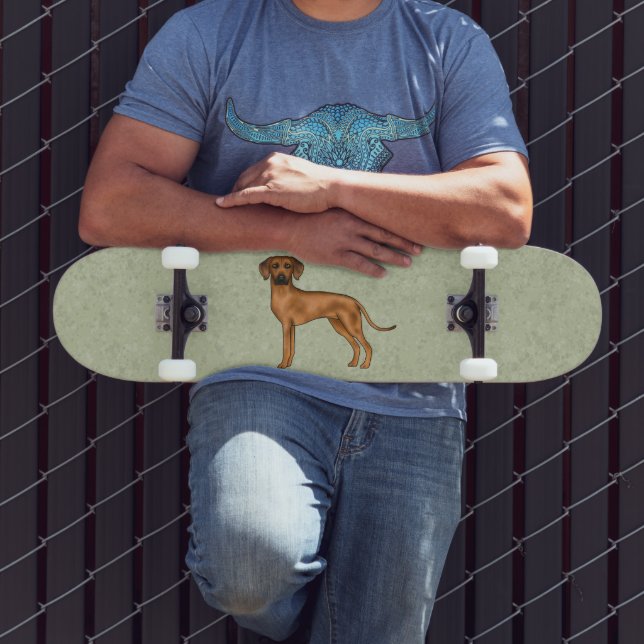 Rhodesian Ridgeback Brown Cartoon Lion Dog Green Skateboard (Außenbereich 3)