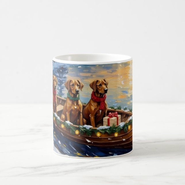 Rhodesian Ridgeback Christmas Boat Holiday Kaffeetasse (Mittel)