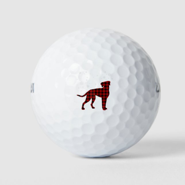 Rhodesian Ridgeback Christmas Dog Buffalo Kariert Golfball (Vorderseite)