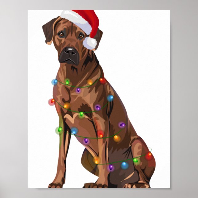 Rhodesian Ridgeback Christmas Lights Xmas Dog Love Poster (Vorne)