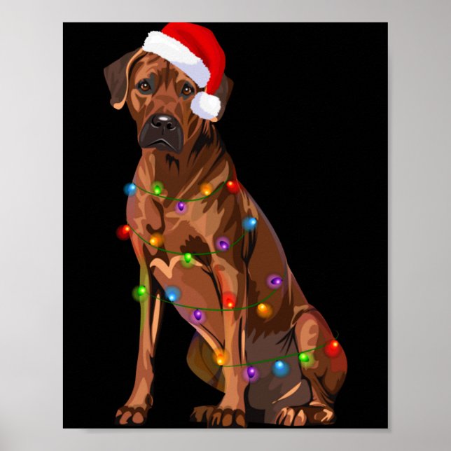 Rhodesian Ridgeback Christmas Lights Xmas Dog Love Poster (Vorne)