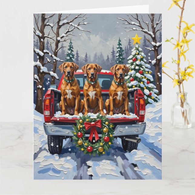 Rhodesian Ridgeback Christmas Red Truck Holiday Karte (Gelbe Blume)