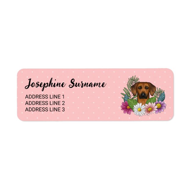 Rhodesian Ridgeback Dog Colorful Blume Rosa (Vorne)