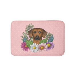 Rhodesian Ridgeback Dog Colorful Blume Rosa Badematte