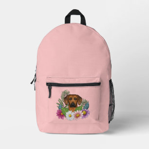 Rhodesian Ridgeback Dog Colorful Blume Rosa Bedruckter Rucksack