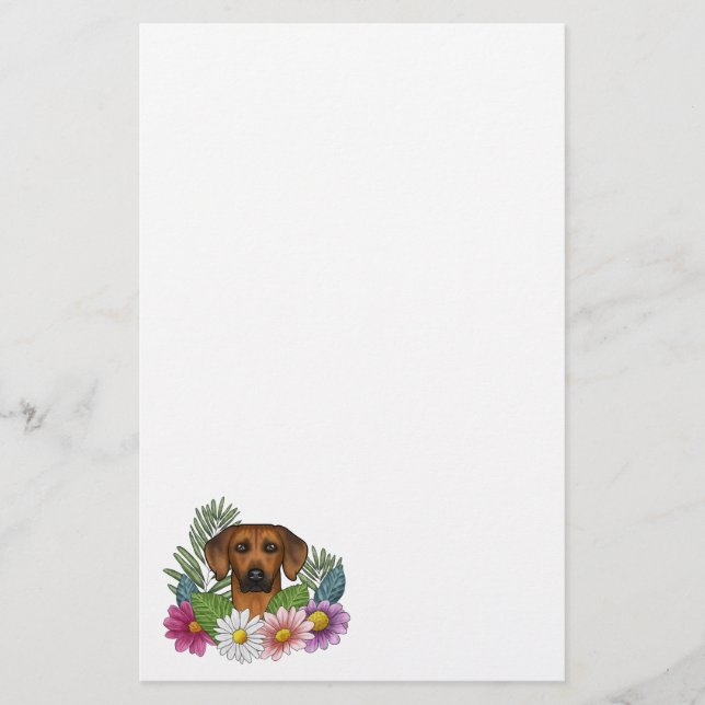 Rhodesian Ridgeback Dog Colorful Wildblumen Briefpapier (Vorderseite)
