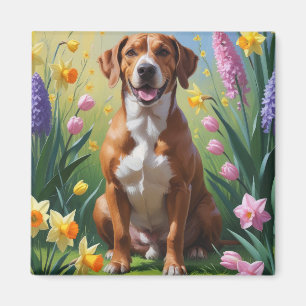 Rhodesian Ridgeback Dog Frühlingsblumen Malerei Magnet