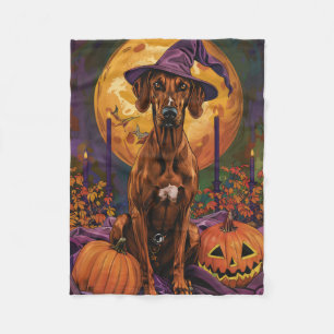 Rhodesian Ridgeback Dog Halloween Hexenkürbis Fleecedecke