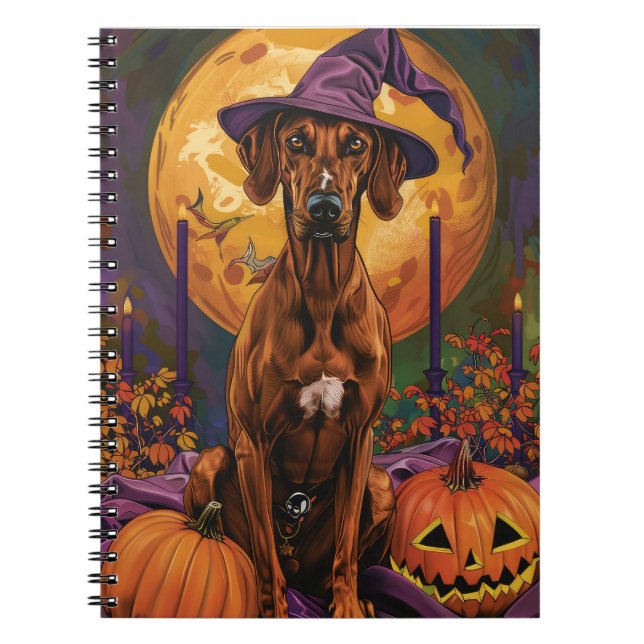 Rhodesian Ridgeback Dog Halloween Hexenkürbis Notizblock (Vorderseite)