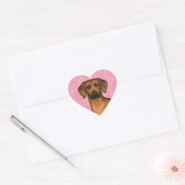 Rhodesian Ridgeback Dog Kopf auf rosa Liebe Herz Herz-Aufkleber
