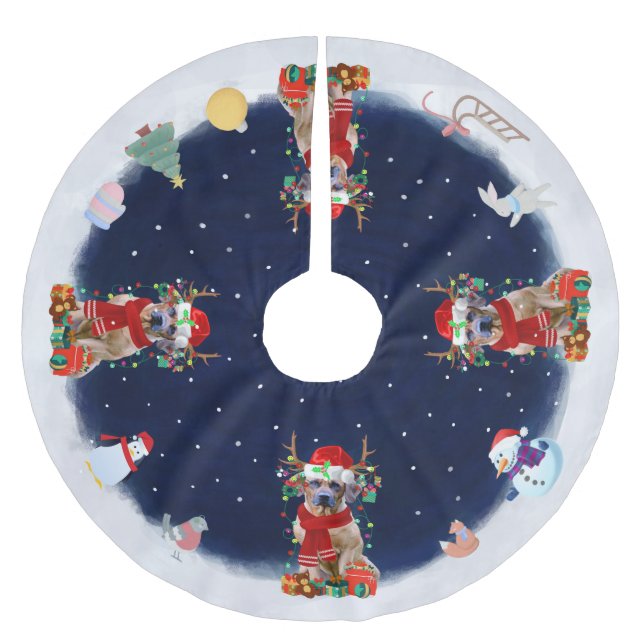 Rhodesian Ridgeback Dog Lass es schneien Polyester Weihnachtsbaumdecke (Vorderseite)