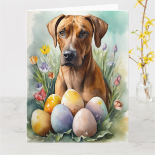 Rhodesian Ridgeback Dog mit Ostereier Holiday Karte
