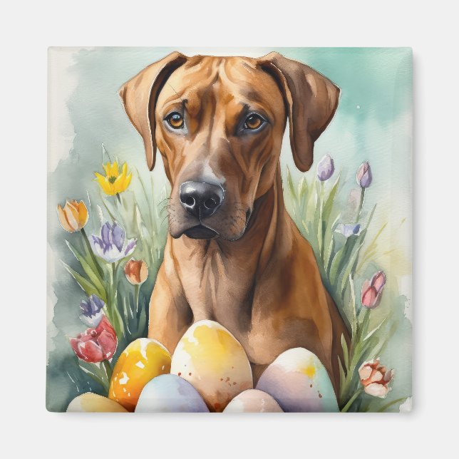 Rhodesian Ridgeback Dog mit Ostereier Holiday Magnet (Vorne)