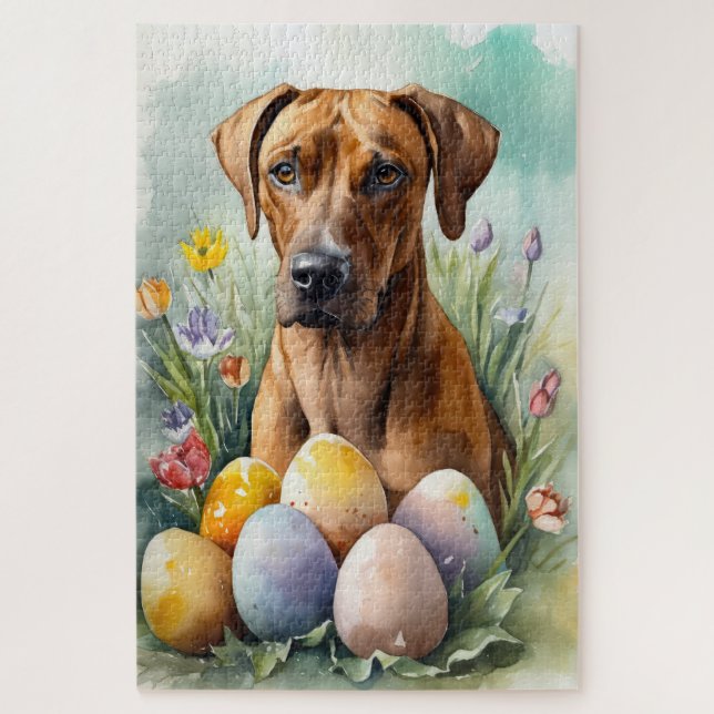 Rhodesian Ridgeback Dog mit Ostereier Holiday Puzzle (Vertikal)