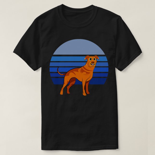 Rhodesian Ridgeback Dog Retro Blue 2 T-Shirt (Design vorne)