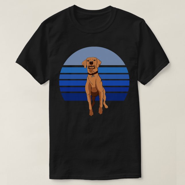Rhodesian Ridgeback Dog Retro Blue T-Shirt (Design vorne)