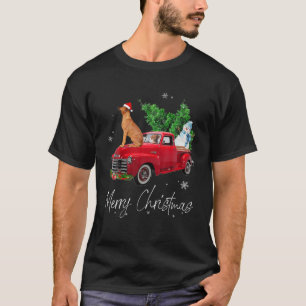 Rhodesian Ridgeback Dog Riding Red Truck Weihnacht T-Shirt