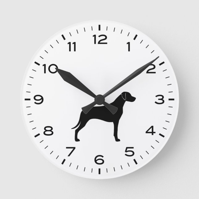 Rhodesian Ridgeback Dog Silhouette Runde Wanduhr (Vorderseite)