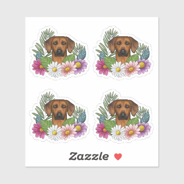 Rhodesian Ridgeback Dog und farbenfrohe Blume Aufkleber (Blatt)