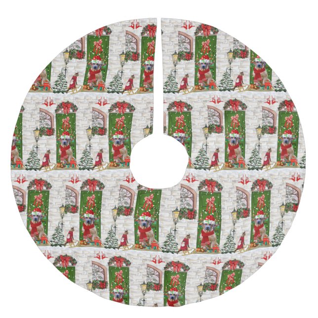 Rhodesian Ridgeback Dog Weihnachten Polyester Weihnachtsbaumdecke (Vorderseite)