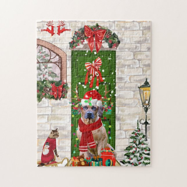 Rhodesian Ridgeback Dog Weihnachten Puzzle (Vertikal)