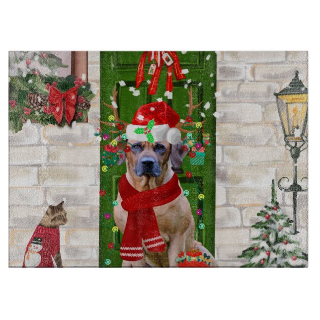 Rhodesian Ridgeback Dog Weihnachten Schneidebrett (Vorderseite)