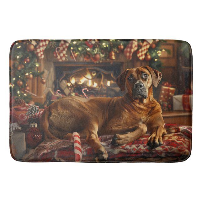 Rhodesian Ridgeback Dog Weihnachtsfest Badematte (Vorderseite)