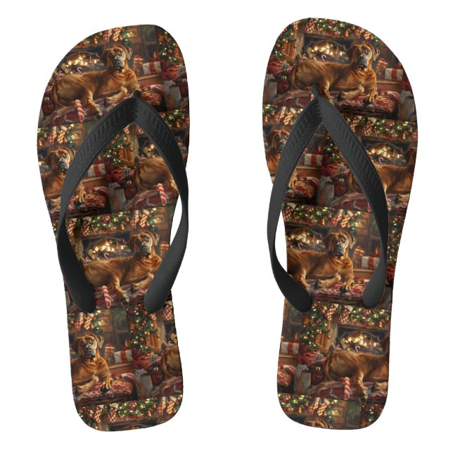 Rhodesian Ridgeback Dog Weihnachtsfest Flip Flops (Fußbett)