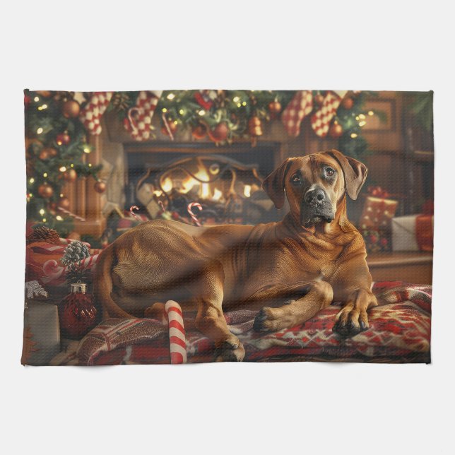 Rhodesian Ridgeback Dog Weihnachtsfest Geschirrtuch (Horizontal)