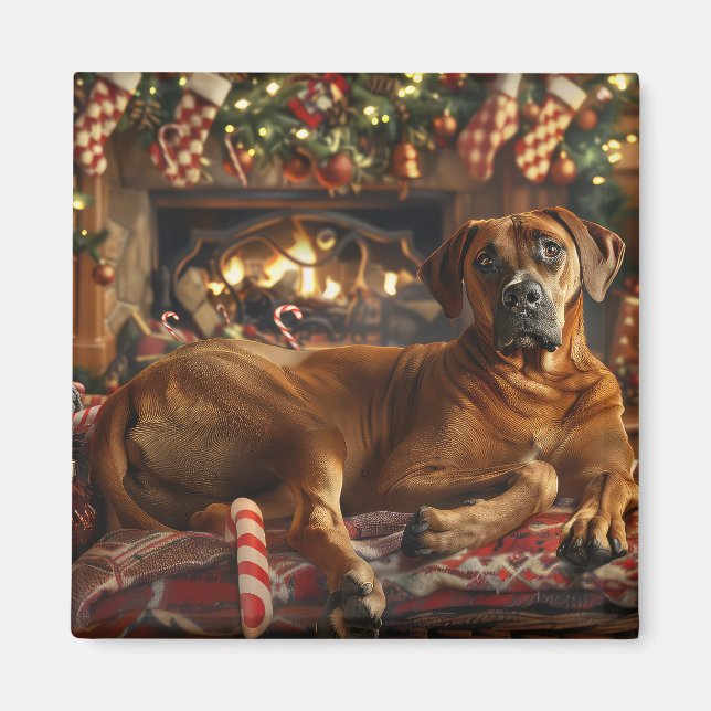 Rhodesian Ridgeback Dog Weihnachtsfest Magnet (Vorne)