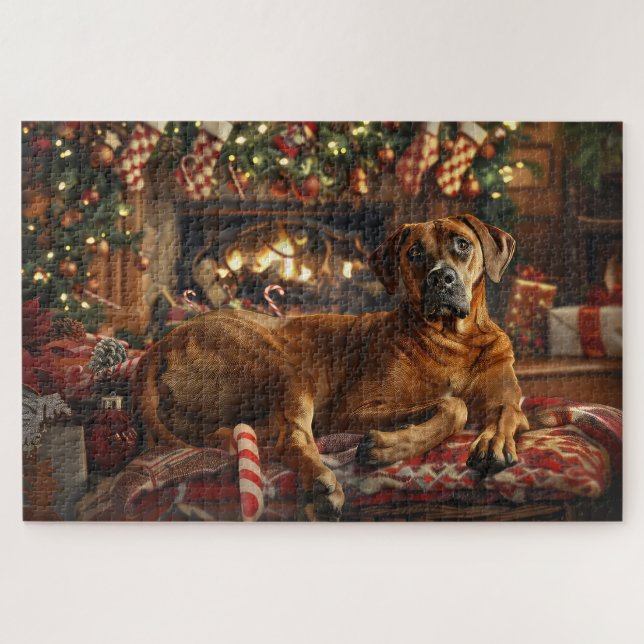 Rhodesian Ridgeback Dog Weihnachtsfest Puzzle (Horizontal)