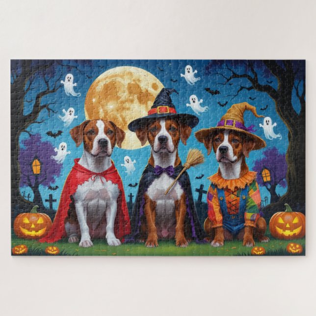 Rhodesian Ridgeback Dogs Pumpkin Halloween Funny Puzzle (Horizontal)