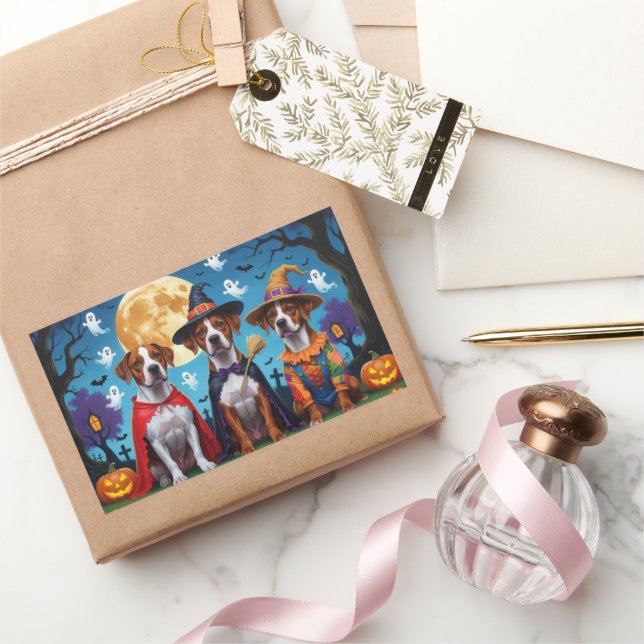 Rhodesian Ridgeback Dogs Pumpkin Halloween Funny Rechteckiger Aufkleber (Schenken)