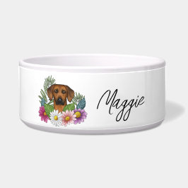 Rhodesian Ridgeback farbenfrohe Wildblumen und Nam Napf