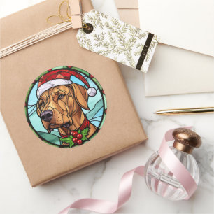 Rhodesian Ridgeback Festgeback Glas Weihnachten Runder Aufkleber