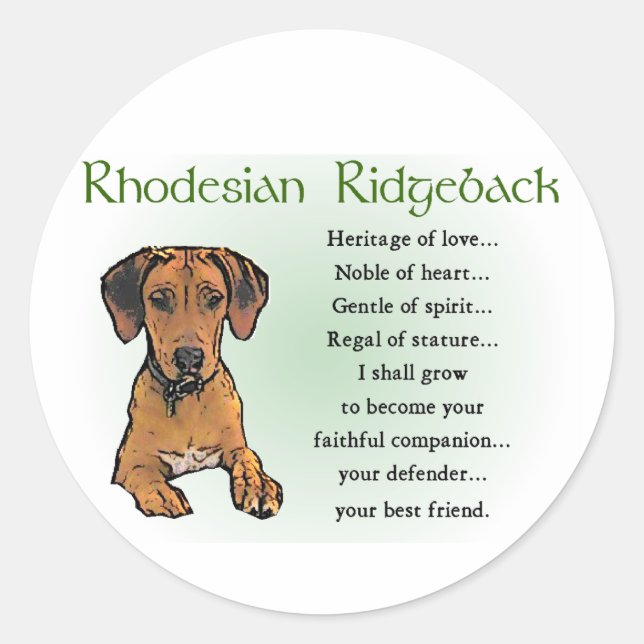 Rhodesian Ridgeback Geschenke Runder Aufkleber (Vorderseite)