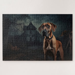 Rhodesian Ridgeback Halloween Beängstigend Puzzle